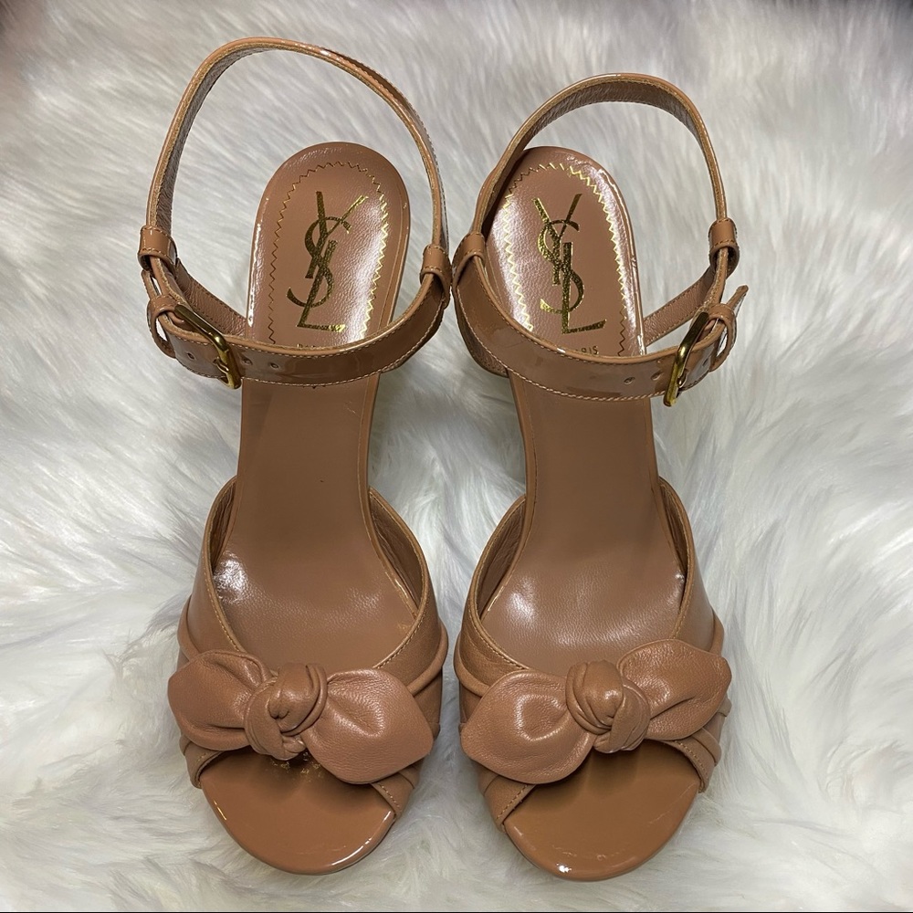 YSL Yves Saint Laurent Poppy Bow Strap Heels
